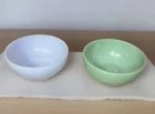 Vintage Fire King Bowls Set Jadeite Green And Blue Delphite 5” Anchor Hocking