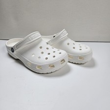 Crocs Unisex Classic Clog 10001-100 White Shoes Womens 9 Mens 7 Sandals Slides