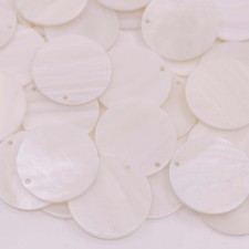 50PCS 20mm Flat Coin Natural White Shell Mother of Pearl Jewelry Top Drilled