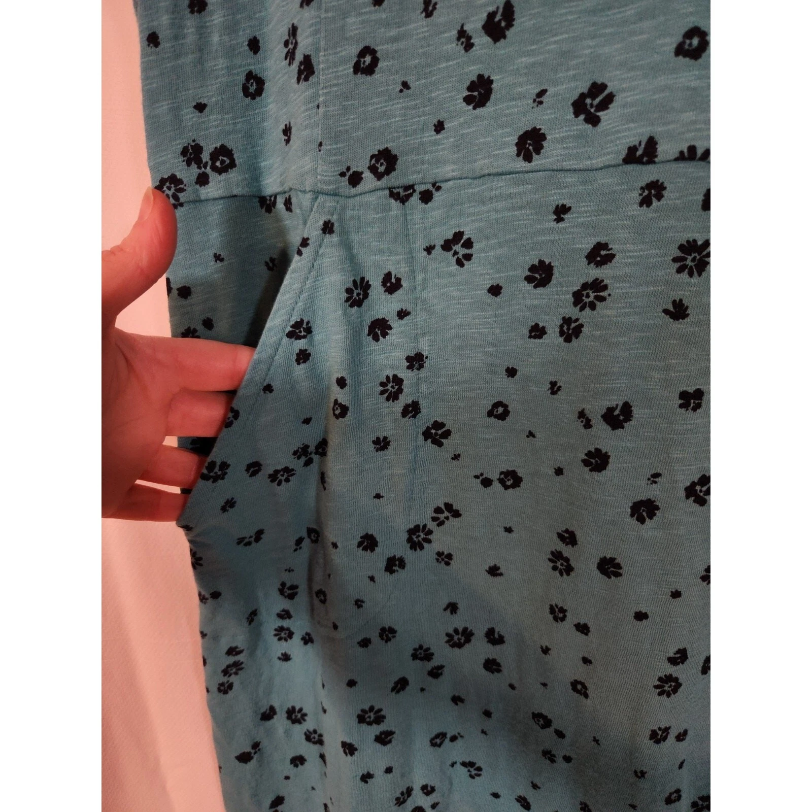 VETEMENTS Abito tubino J.Jill $99 Medium Petite Teal nero Disty floreale in maglia con tasche