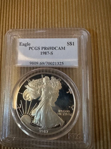1987-S Proof American Silver Eagle 1 OZ PCGS PR69 DCAM