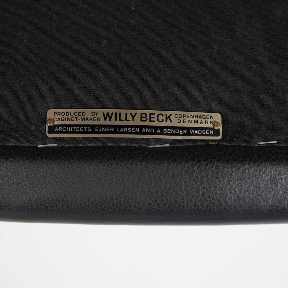 1950s Danish Leather Stool by Ejner Larsen & Aksel Bender Madsen for Willy Beck - Image 2 of 4