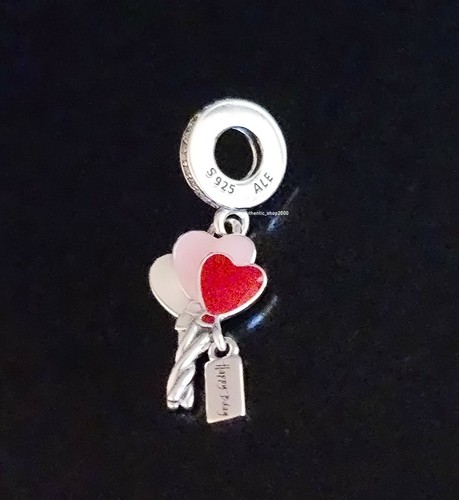 New 100%  Authentic PANDORA Pink Heart Happy Birthday Balloon Charm 798076CZ