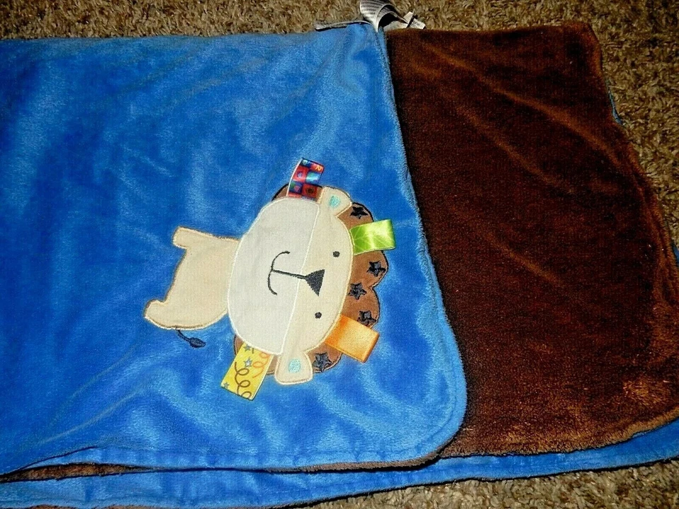 Cobertor de berço 6D 30x40 TAGGIES LION azul camurça veludo bebê segurança amoroso - Imagem 2 de 4