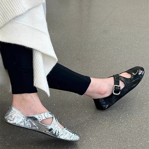 Womens New Chic Velvet Crossover Buckle Strap Ballet Flat Mary Jane Shoes Sz - Bild 6 von 18
