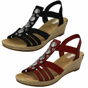 rieker black wedge sandals