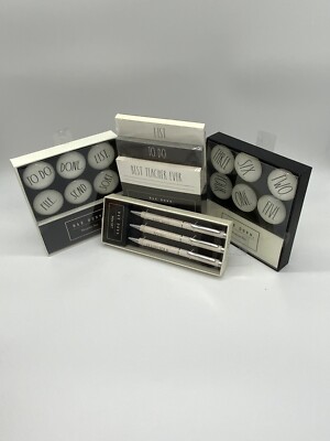 Rae Dunn Set -Bundle! Dome Glass Magnets/ 3 Pen Set/Notepad Set