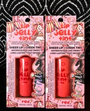 2pk IONI CURIOSITY RED SHEER CHEEK & LIP JELLY TINT SOFT WATERCOLOR LIP BALM LOT