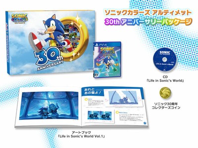 PS4 Sonic Colors Ultimate 30th anniv + Art book + CD +Collector's coin Japan