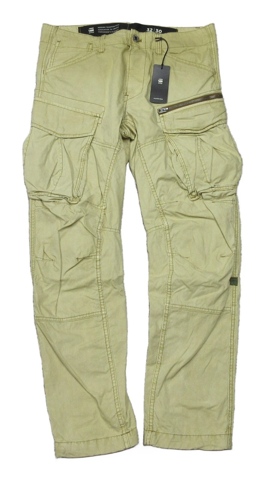G-Star RAW Beige Vintage Garment Dyed Rovic Zip 3D Regular Tapered Pants