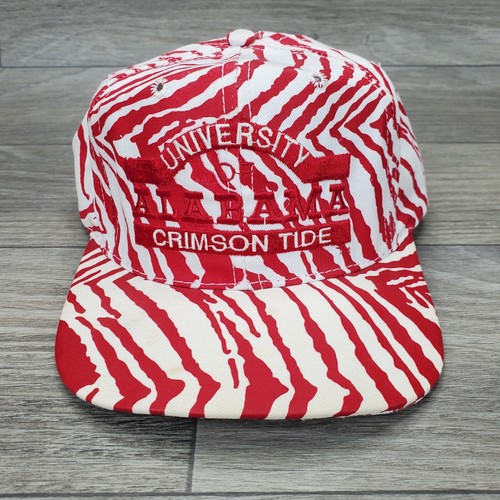 VINTAGE 80s Rare University of Alabama Crimson Tide Snapback Hat Tiger Stripe - Picture 2 of 11