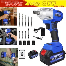 Brushless Electric Impact Wrench Driver Drill Car Nut Power Wheel Gun 1/2'' LED
