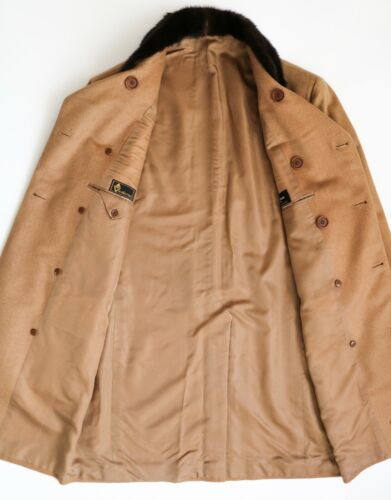 KITON Vicuna Cashmere Mink Fur Double Breasted Coat Overcoat Size 50 Euro Medium - Picture 8 of 12
