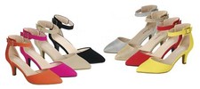 New Women's Classic Ankle Strap Pump Sandal Shoes Med Low Kitten Heel