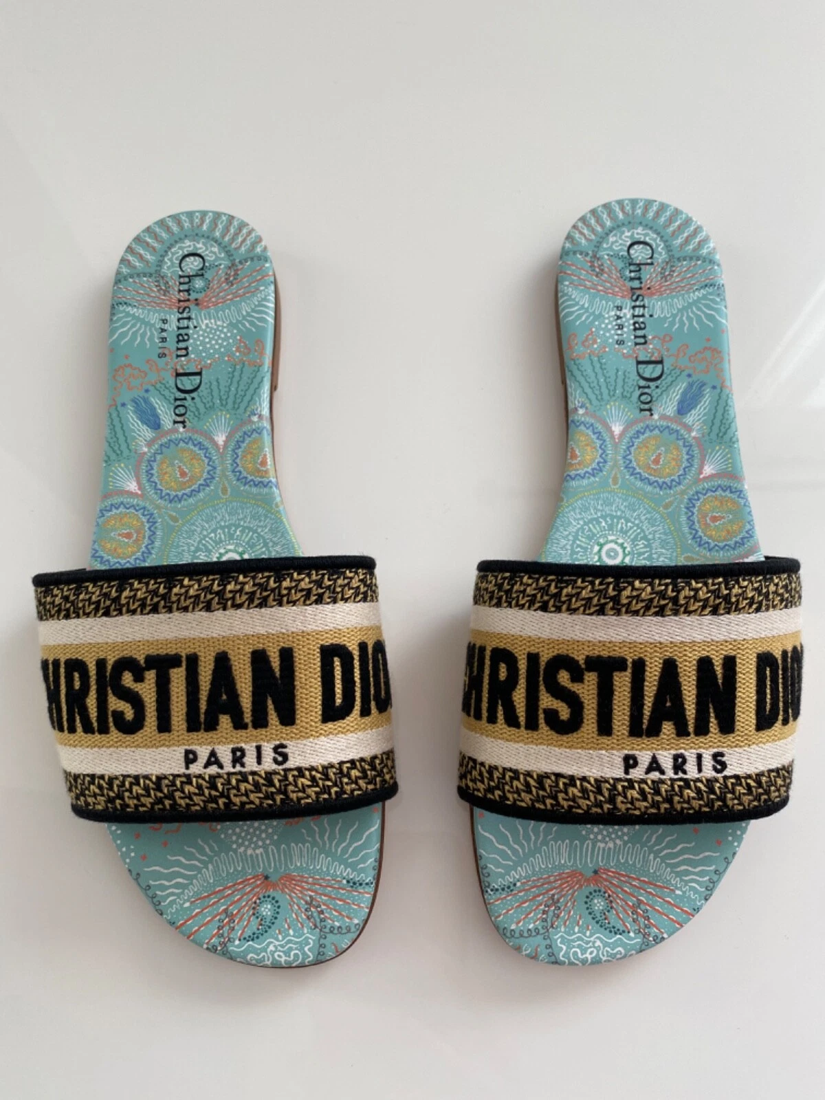 Neuf Authentique Christian Dior DWay Fabuleuse Diapositive Brodée 36,5 