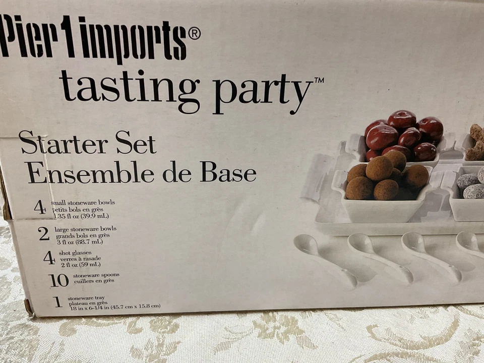 Pier 1 Imports Tasting Party Starter Set White Stoneware 21 Pieces NIB - Image 3 of 4