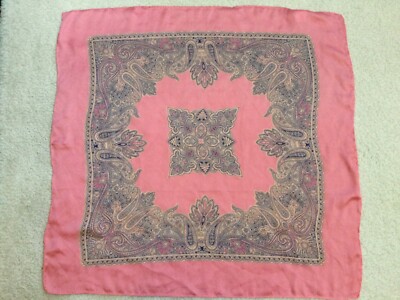 Vintage Bijou Brigitte square paisley scarf, lovely colors!