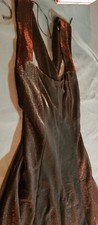 Molly Malloy Evening Drss Black/Bronze  Metallic Shimmer Cross Back size 14 B-23