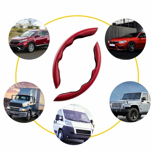 Red Carbon Fiber Car Steering Wheel Booster Non-Slip Cover Luxury Accessories - Picture 6 of 7