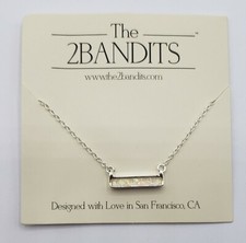 New 2Bandits Silver Plated Athens Iridescent Bar Pendant Necklace