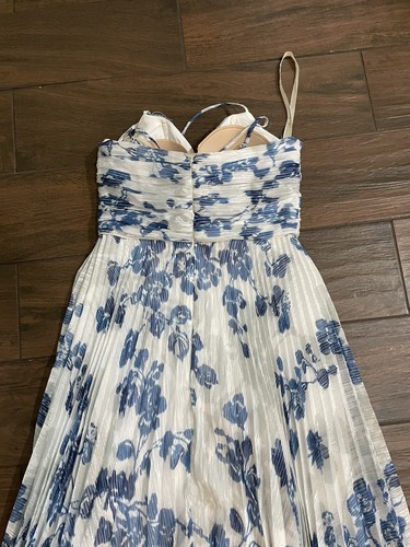 Abito Shoshanna Midnight Floreale Maxi Coltello Linea Pieghe Elegante Evento 2 - Foto 4 di 17