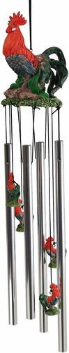 Rustic Country Farm Red Breasted Rooster Chicken Wind Chime Patio Garden Decor - 第 2/8 張圖片
