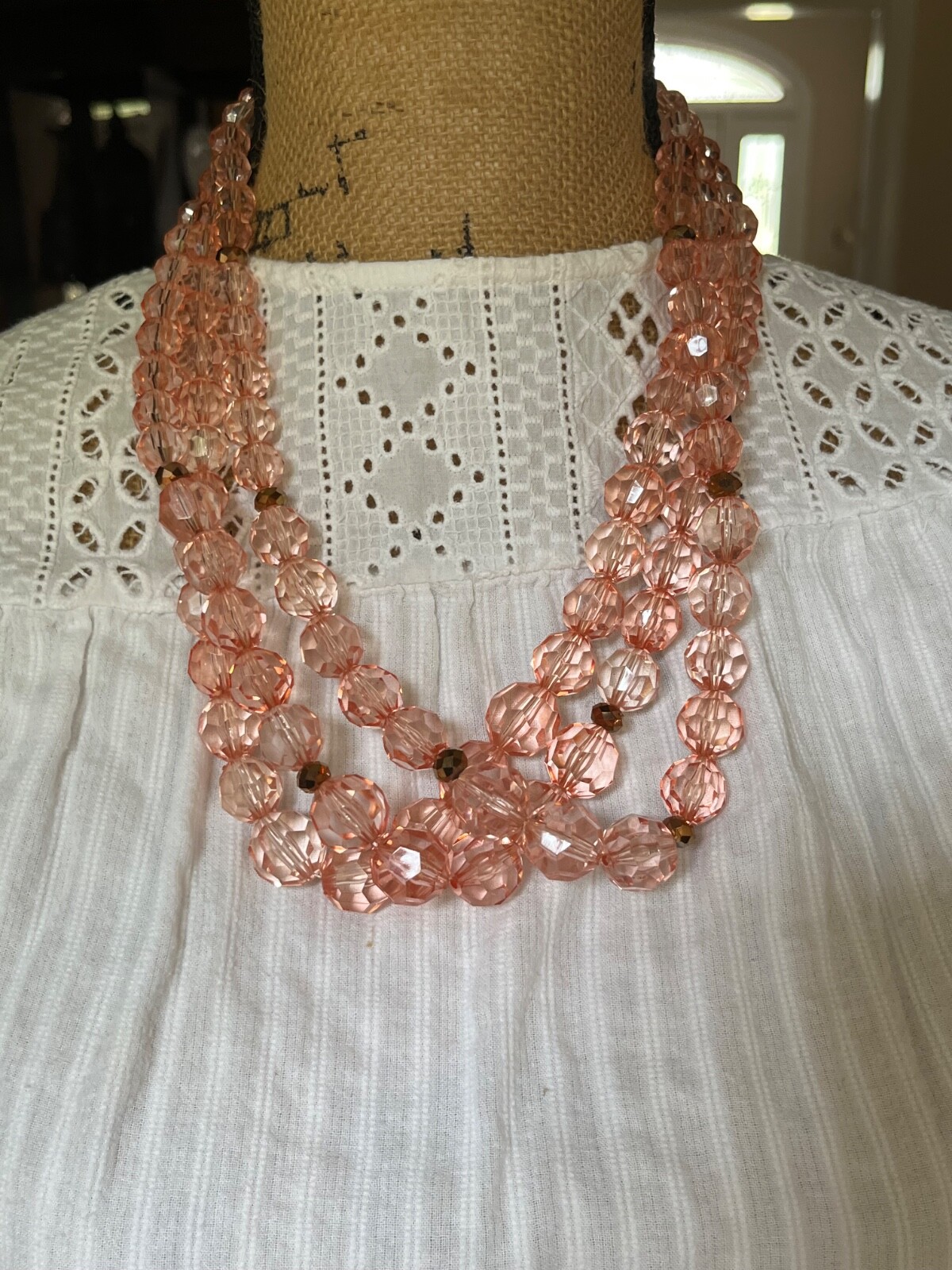 multi strand necklace . blush statement necklace … - image 2