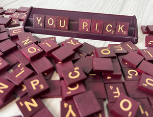 Scrabble Deluxe Red Maroon Burgandy Tiles Gold Yellow Letter Replacements U Pick