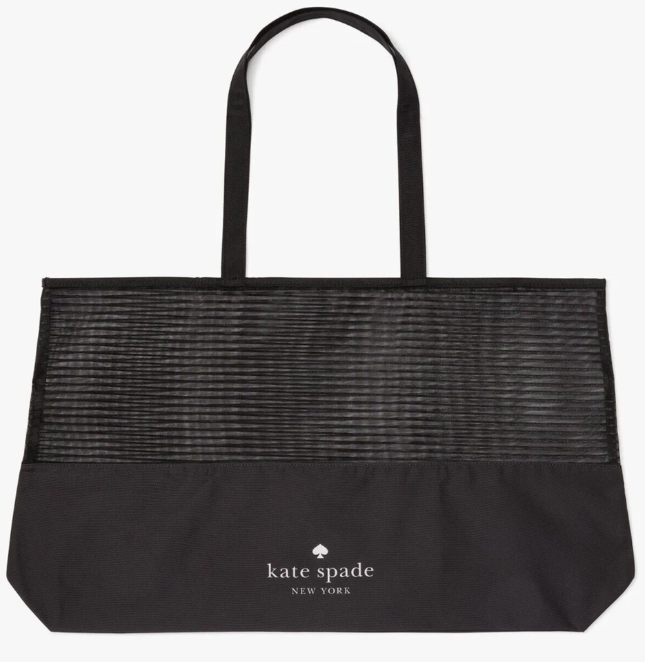 Kate Spade Black Stripe Mesh Tote 25" x 15" STMSHTOTE 810012199803