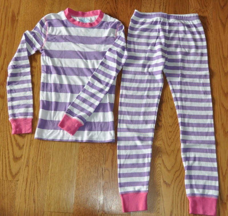 Cute! Purple White Stripe Long Sleeve Pajamas PJs Set Girls Childrens Place 12