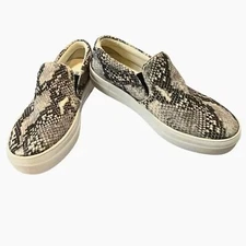 Women's Snake Print Slip-On Sneakers in Black and White Size 8
