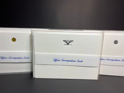 #ad Military officer foil stamped linen stationary thank you notes invitations $19.99