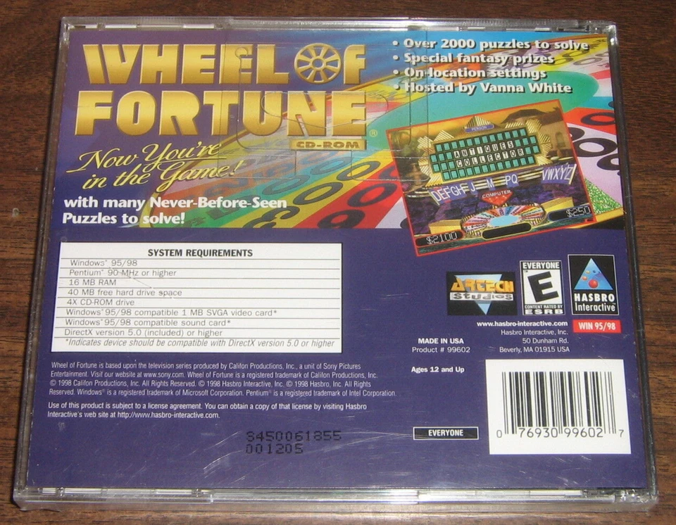 Wheel of Fortune 1st Edition - PC CD-ROM Windows 95/98 - New, Sealed 1998 - Image 2 of 2