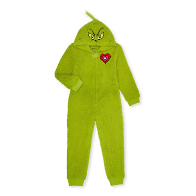 New The Grinch Christmas One Piece Pajamas Union Suit 4/5 6/6X 7/8 10/12  14/16 - Main Image