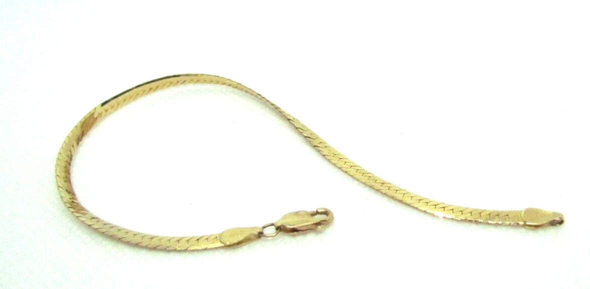 STUNNING 3.00mm HERRING BONE STYLE 14K YELLOW GOLD BRACELET eBay