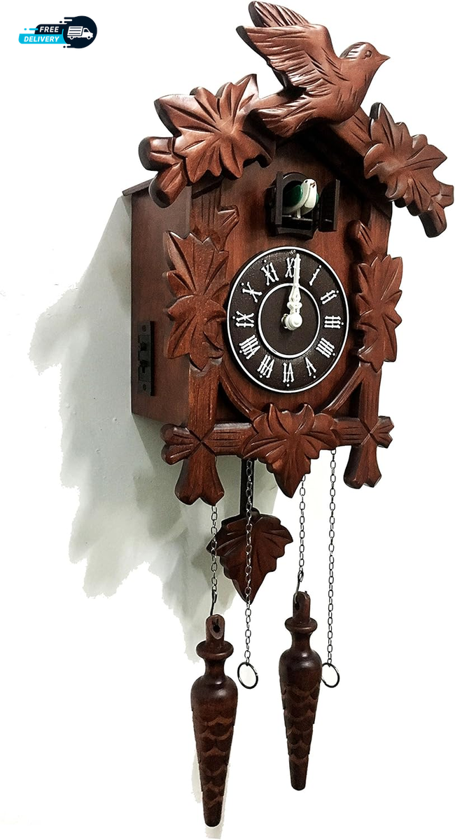 Cuckoo Clock Vintage Large Wooden Wall Clock Handcrafted 13X9.5