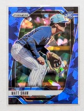 2025 Panini Prizm Matt Shaw Blue Cracked Ice Prizm RC #155 Chicago Cubs