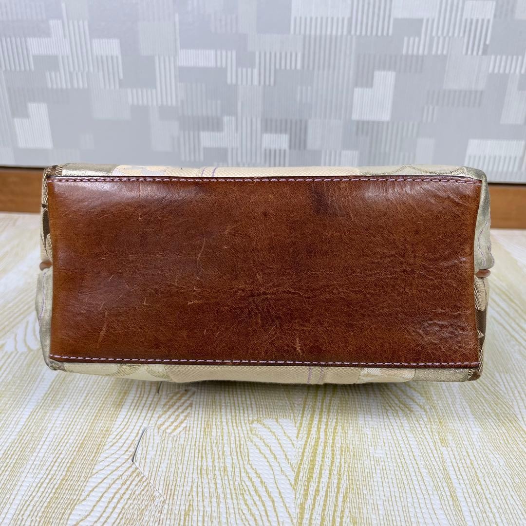 COACH Patchwork Accessory Pouch Handbag Beige Can… - image 14