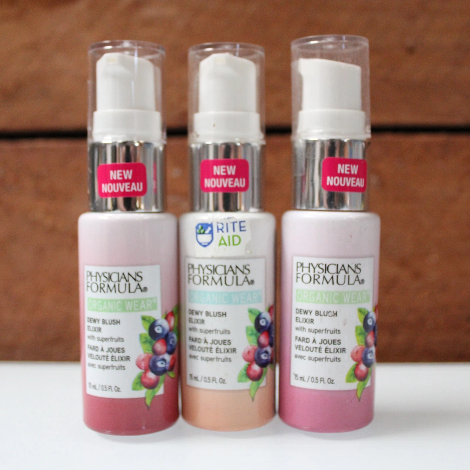 Physicians Formula Organic Wear Dewy Blush Elixir Lot of 3 Liquid Blush 0.5oz