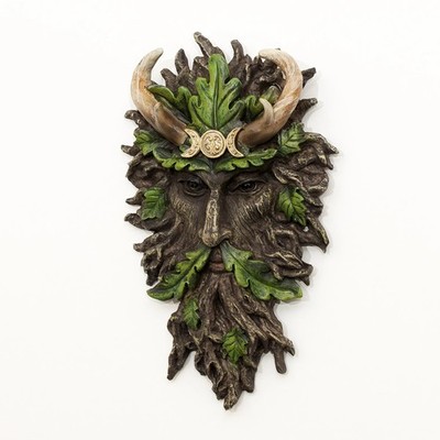 Grüner Mann Baum Gesicht Wandrelief Harz Garten Gotik Wald Baummann Wohndeko