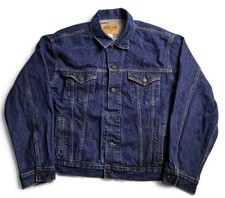 VTG 90s Gap Blue Jeans Denim Trucker Jacket Dark Wash Men XL Preppy Grunge