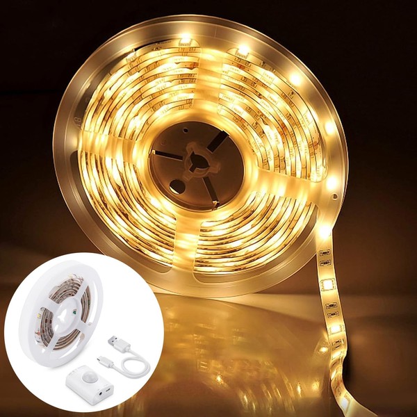 LED Streifen Bewegungsmelder Warmweiß Nachtlicht Batteriebetrieben 1,5M 3000K-image