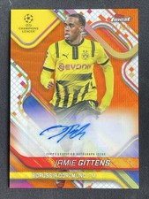 Jamie Gittens 2024-25 Topps Finest UCC Orange Wave Refractor Auto /25 #BA-JB