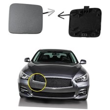 Car Front Bumper Tow Hook Cover Compatible with Gray Right Passenger Side