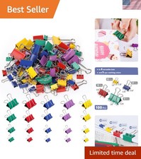 100 pcs Binder Clips in Assorted Sizes - Ideal for Home Office  School