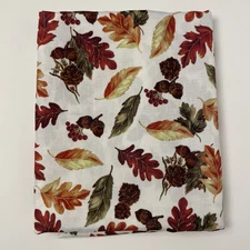 Essential Home Fall Autumn Leaves Tablecloth 100x60" Polyester Oak Pinecone Larg