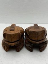 2 Wooden Frog Guiro Rasp Percussion Musical Instrument Tone Block Wood Frogs