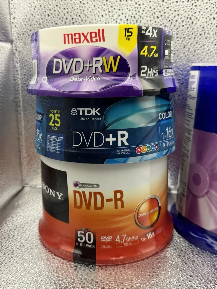 Maxell Verbatim Sony TDK DVD-R Blank Recordable Disc 4.7GB 16x Lot Of 190 Total - Image 3 of 4