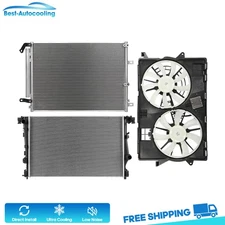 Aluminum Radiator Condenser & Cooling Fan Kit For 2014-2018 Jeep Cherokee 3.2L