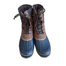 G.H. Bass Duck Boots Men?s 13 Brown Navy Leather Quilted Waterproof Rain Snow